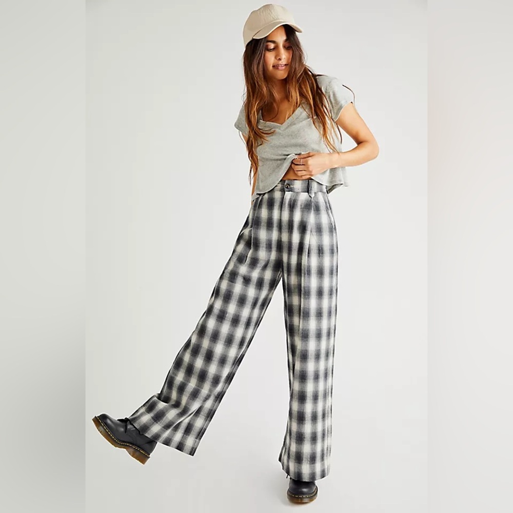 Thrills Co Artist Plaid Wide-Leg Pants